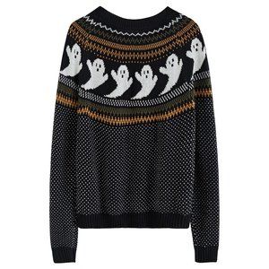 NWT CUTE GHOST LONG SLEEVES KNIT SWEATER IN BLACK